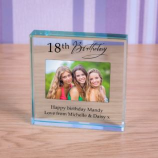 Personalised Happy 18th Birthday Photo Upload Glass Token Product Image