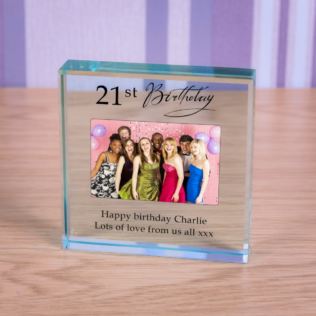 Personalised Happy 21st Birthday Photo Upload Glass Token Product Image