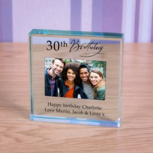 Personalised Happy 30th Birthday Photo Upload Glass Token Product Image