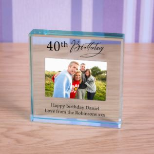 Personalised Happy 40th Birthday Photo Upload Glass Token Product Image