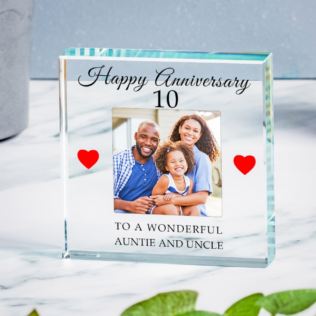 Personalised 10th Wedding Anniversary Photo Upload Glass Token Product Image