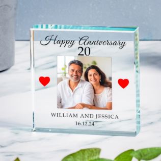 Personalised 20th Wedding Anniversary Photo Upload Glass Token Product Image
