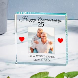 Personalised 25th Wedding Anniversary Photo Upload Glass Token Product Image