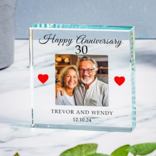 Personalised 30th Wedding Anniversary Photo Upload Glass Token Product Image
