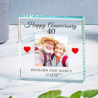 Personalised 40th Wedding Anniversary Photo Upload Glass Token Product Image