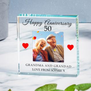 Personalised 50th Wedding Anniversary Photo Upload Glass Token Product Image