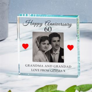 Personalised 60th Wedding Anniversary Photo Upload Glass Token Product Image