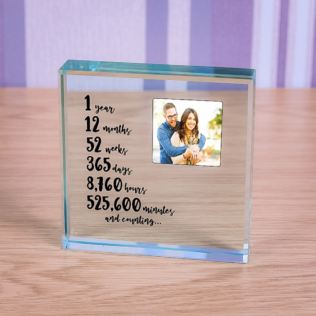 Personalised 1st Anniversary Photo Upload Year, Months, Weeks....Minutes Glass Token Product Image