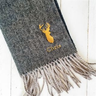 Personalised Brown Herringbone Stag Scarf Product Image