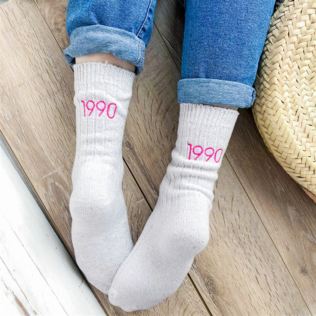 Personalised Birth Year Embroidered Snug Socks Product Image
