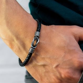Personalised Men's Infinity Knot Leather Bracelet Product Image