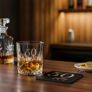 50th Birthday Whisky Glass and Coaster Product Image