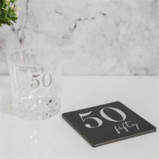 50th Birthday Whisky Glass and Coaster Product Image