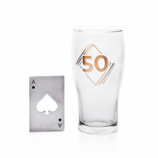50th Birthday Beer Glass & Bottle Opener Product Image