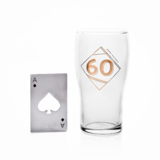 60th Birthday Beer Glass & Bottle Opener Product Image