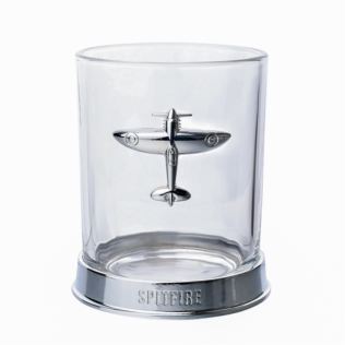 RAF Spitfire Glass & Metal Whiskey Tumbler Product Image