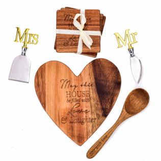 Heart-Shaped Cheese Board, Coasters and Cheese Knives Set Product Image