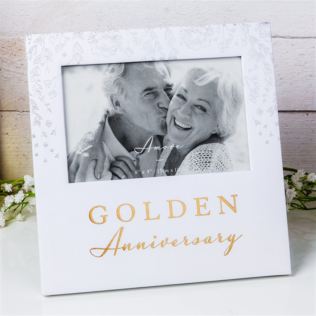 Golden 50th Anniversary Photo Frame - 6" x 4" Product Image