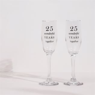 25th Anniversary Champagne Flute Glasses - Set of 2 Product Image