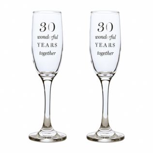 30th Anniversary Champagne Flute Glasses - Set of 2 Product Image