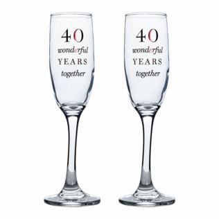 40th Anniversary Champagne Flute Glasses - Set of 2 Product Image