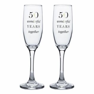 50th Anniversary Champagne Flute Glasses - Set of 2 Product Image