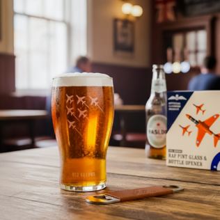 RAF Red Arrows Etched Pint Glass & Bottle Opener Set Product Image