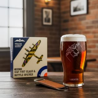 RAF Lancaster Etched Pint Glass & Bottle Opener Set Product Image