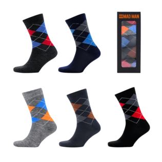 5 Piece Bright Argyle Boxed Socks Product Image