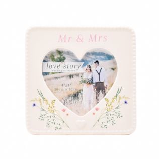 Love Story Ceramic Mr & Mrs Photo Frame Product Image