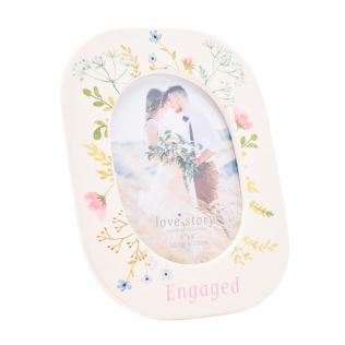 Love Story Engagement Ceramic Floral Photo Frame Product Image