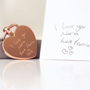 Personalised Heart Keyring with Engraved Handwriting Product Image