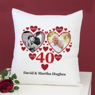 Personalised Then and Now Ruby Anniversary Photo Cushion Product Image