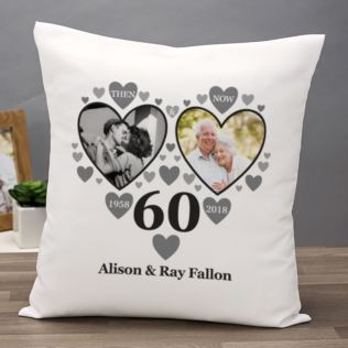 Personalised Then and Now Diamond Anniversary Photo Cushion Product Image