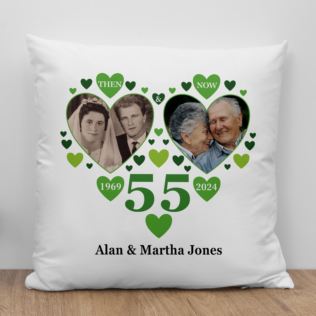 Personalised Then and Now Emerald Anniversary Photo Cushion Product Image