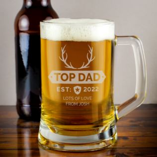 Personalised Top Dad Glass Stern Tankard Product Image