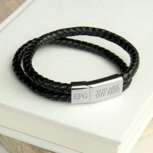 Personalised Men's Dual Leather Bracelet Product Image