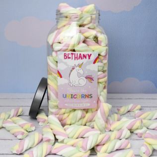 Personalised Giant Fluffy Unicorn Tails Sweet Jar Product Image