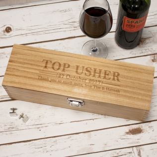 Personalised Top Usher Luxury Wooden Wine Box Product Image