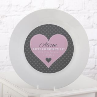 Personalised Valentine's Day Pink Heart Design Plate Product Image
