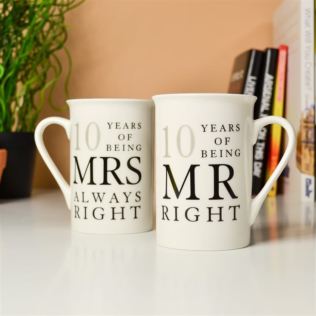 10 Years Of Mr Right and Mrs Always Right Mugs Product Image