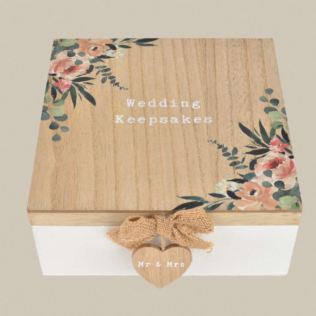Wooden Mr and Mrs Wedding Day Keepsake Box  Product Image
