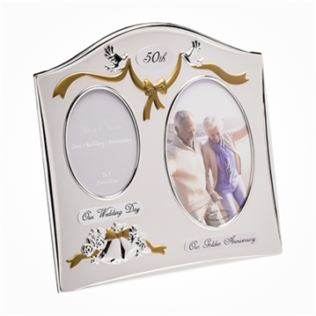 Silver Plated Double 50th Anniversary Photo Frame Product Image