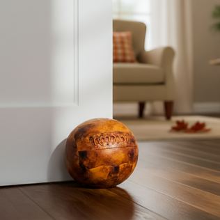 Distressed Faux Leather Football Doorstop Product Image