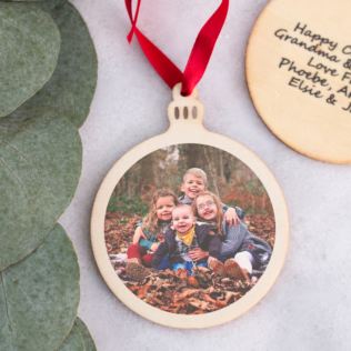 Personalised Round Wooden Hanging Ornament Product Image