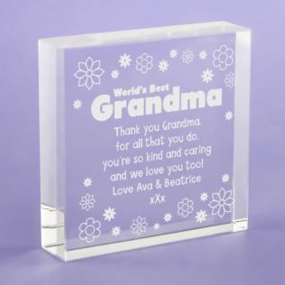 Personalised Worlds Best Grandma Glass Keepsake Product Image