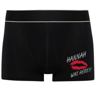 Personalised Your Name Was Here Black Boxer Shorts Product Image
