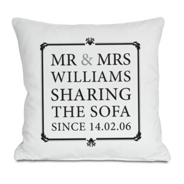Mr & Mrs Sharing The Sofa Personalised Cushion The Gift Experience