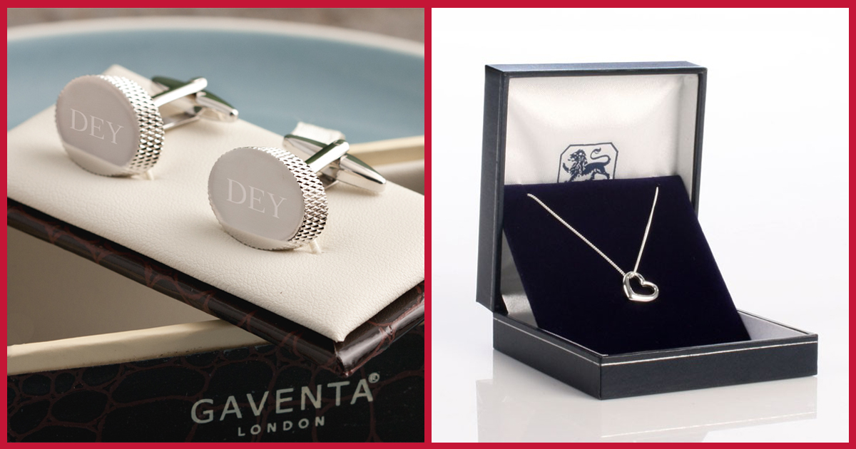 Engraved Oval Cufflinks & Heart Necklace Engraved Oval Cufflinks & Heart Necklace