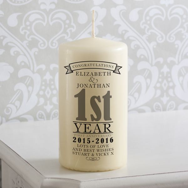 Personalised 1st Anniversary Candle The Gift Experience